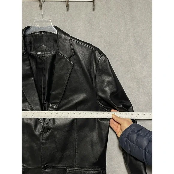 Jones New York Blazer Men 42R 44R Black City Leather Academia Casual Coat Luxury